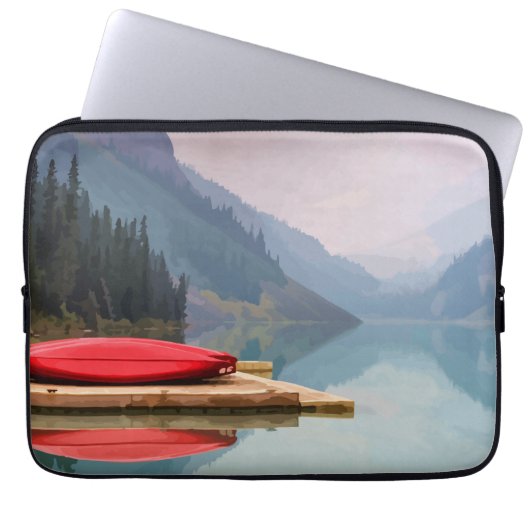 Red Canoe Mountain Friedlicher See Wilderness Laptopschutzhülle (Vorderseite)