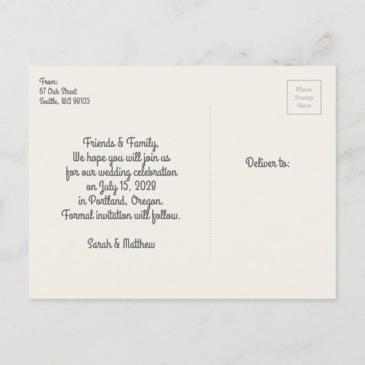 Red Canoe Save the Date Postkarte (Rückseite)