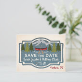 Red Canoe Save the Date Postkarte (Stehend Vorderseite)