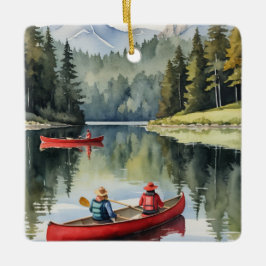 Red Canoe Wilderness Camping Weihnachten Keramikornament