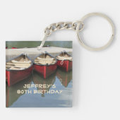 Red Canoes 80. Geburtstag Personalisierter Name Ac Schlüsselanhänger (Rückseite)