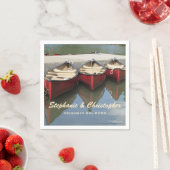 Red Canoes Hochzeitname und Datum Papier Serviette (Beispiel)