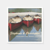 Red Canoes Hochzeitname und Datum Papier Serviette (Vorderseite)