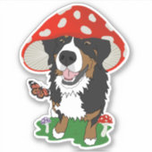 Red Cap Mushroom Bernese Mountain Dog Aufkleber (Vorderseite)