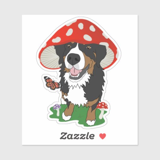 Red Cap Mushroom Bernese Mountain Dog Aufkleber (Blatt)