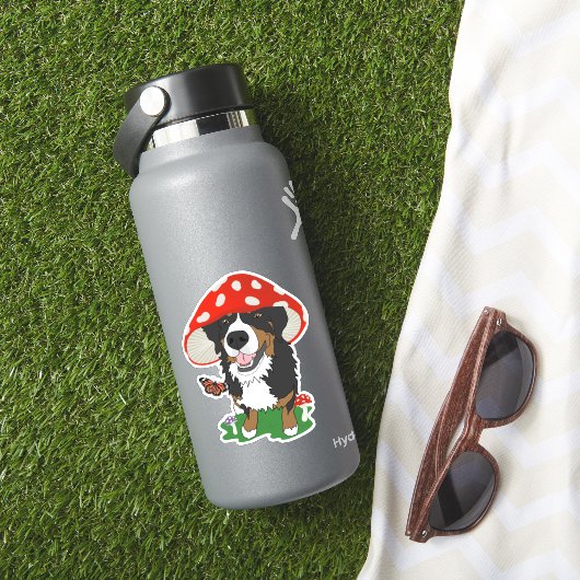 Red Cap Mushroom Bernese Mountain Dog Aufkleber (HydroFlask Insitu)
