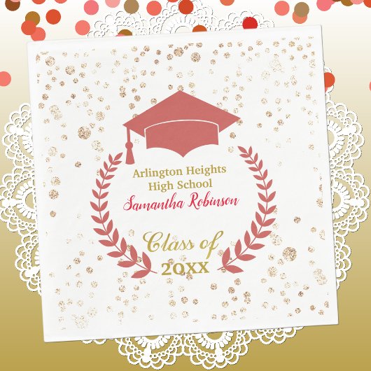 Red Cap und Laurel Graduation Party Napkins Serviette