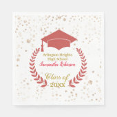 Red Cap und Laurel Graduation Party Napkins Serviette (Vorderseite)