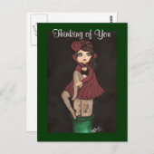 Red Caped Quantum Süsse denkt über euch Postkarte (Vorne/Hinten)