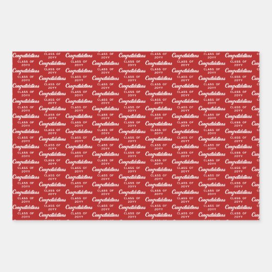 Red Caps Diplomas Mixed Graduation Patterns Geschenkpapier Set (Vorderseite 2)