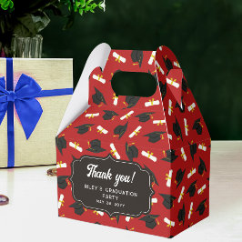 Red Caps & Diplomas Pattern Graduation Thank You Geschenkschachtel