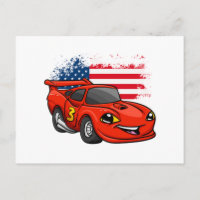 Red Car American Flag Cartoon - Wählen Sie eine an