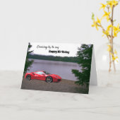 Red Car auf der Beach Birthday Card Karte (Gelbe Blume)