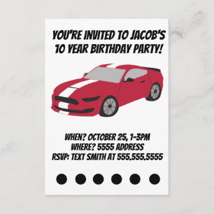 Red car boys/men Geburtkarte Einladung