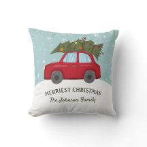 Red Car Carry Tree Frohe Weihnachten