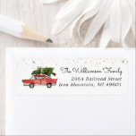 Red Car | Christmas Return Address Label<br><div class="desc">Diese Kollektion zeigt eine ikonische Urlaubsszene: das Familienfahrzeug, das zum Zuhause fährt und oben den perfekten Weihnachtsbaum trägt. Diese Designs sind voller Charme und beruhen auf festlicher Nostalgie. Sie bereiten sich darauf vor, einen Haufen Briefe, Mailer oder Einladungen zu verschicken, und Sie will nicht, die Zeit (und Energie) zu verbringen,...</div>