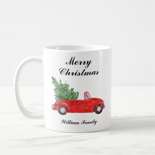 Red Car Frohe Weihnachts-Individuelle Name Kaffeetasse (Links)