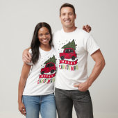 Red Car Frohe Weihnachtsbaum Farbenfrohe Sonne T-Shirt (Unisex)