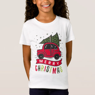 Red Car Frohe Weihnachtsbaum Farbenfrohe Sonne T-Shirt