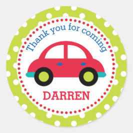 Red Car Gefälligkeitsaufkleber (Jungen zum Geburts Runder Aufkleber