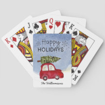 Red Car Happy Holidays Personalisiert