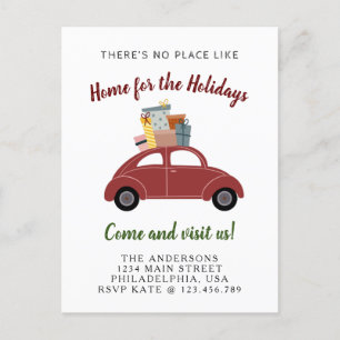 Red Car mit Geschenken Weihnachtsfeiertage Weihnac Ankündigungspostkarte