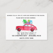 Red Car mit Weihnachtsbaum Aquarell Visitenkarte (Rückseite)