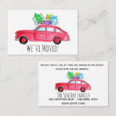 Red Car mit Weihnachtsbaum Aquarell Visitenkarte (Vorne/Hinten)