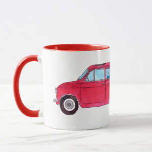 Red Car mit Weihnachtsbaum Wasserfarbe Kaffee Tass Tasse