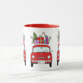 Red Car mit Weihnachtsgeschenke Tasse (Zentrum)