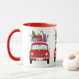 Red Car mit Weihnachtsgeschenke Tasse