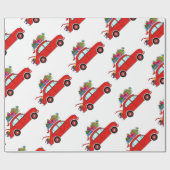 Red Car mit Weihnachtsgeschenken Geschenkpapier (Flach)