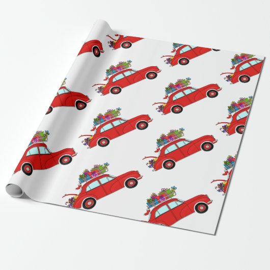 Red Car mit Weihnachtsgeschenken Geschenkpapier (Ungerollt)