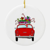 Red Car mit Weihnachtsgeschenken Keramik Ornament (Hinten)