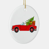 Red Car mit Weihnachtsgeschenken Keramik Ornament (Rechts)