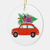Red Car mit Weihnachtsgeschenken Keramik Ornament (Links)