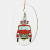 Red Car mit Weihnachtsgeschenken Keramik Ornament (Links)