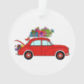 Red Car mit Weihnachtsgeschenken Ornament (Vorderseite)