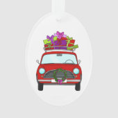 Red Car mit Weihnachtsgeschenken Ornament (Vorderseite)