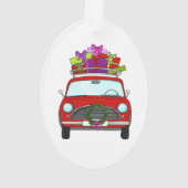 Red Car mit Weihnachtsgeschenken Ornament (Rückseite)