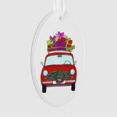 Red Car mit Weihnachtsgeschenken Ornament (Vorderseite)