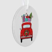Red Car mit Weihnachtsgeschenken Ornament (Vorderseite)