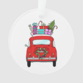 Red Car mit Weihnachtsgeschenken Ornament (Vorderseite)