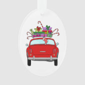 Red Car mit Weihnachtsgeschenken Ornament (Vorderseite)