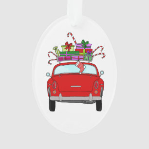Red Car mit Weihnachtsgeschenken Ornament