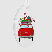 Red Car mit Weihnachtsgeschenken Ornament (Vorderseite)