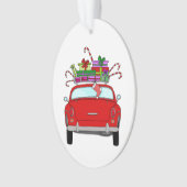Red Car mit Weihnachtsgeschenken Ornament (Vorderseite)