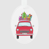 Red Car mit Weihnachtsgeschenken Ornament (Vorderseite)