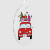 Red Car mit Weihnachtsgeschenken Ornament (Vorderseite)
