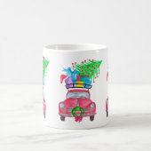 Red Car mit Weihnachtsgeschenken Wasserfarbe Kaffeetasse (Mittel)